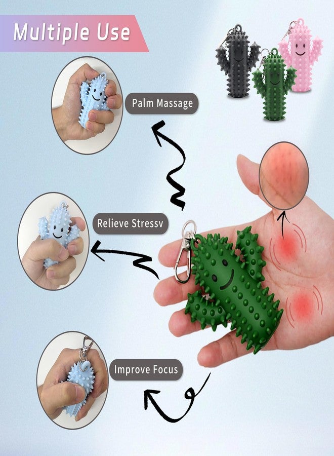 Doacpcr 1 PCS Little Ouchies Pain Fidget，Silicone Cactus Stim Tools for Adults, Sensory Pain Stim Fidget Toy, Spiky Grippy Stim Keychain, Anxiety Relief Items Fidget, Fun Gift for Friends and Family (Green) - Image 3